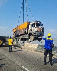 Photo of Waste truck recovered from Lagos State Lagoon